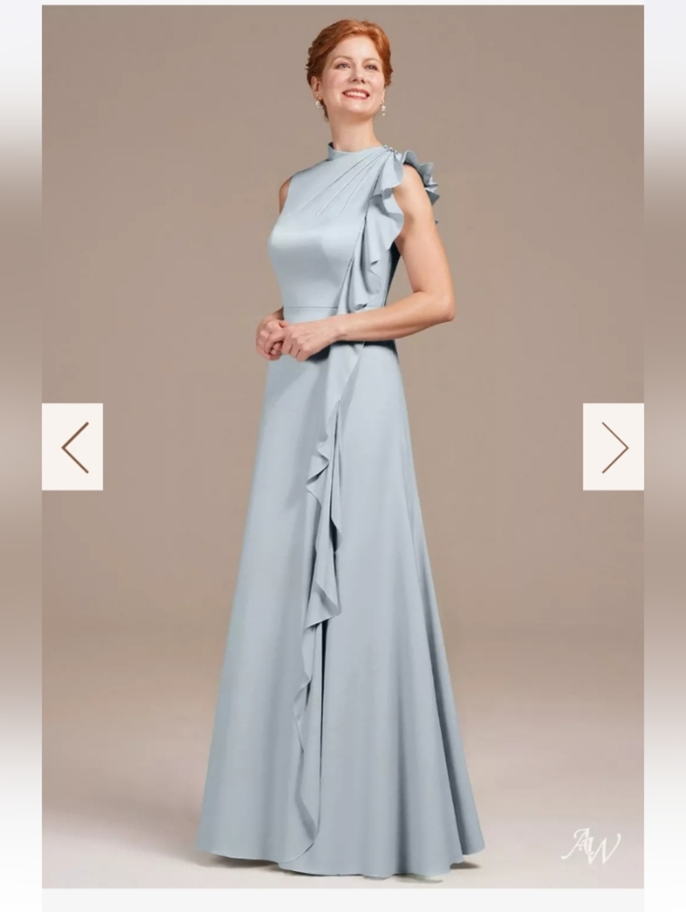 One-Shoulder Ruffle Maxi Dress in Light Blue